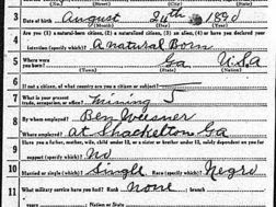 WWI Draft Registration of Dempsy Favors from Shackelton, a town which vanished.