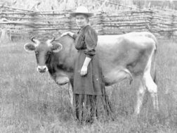 Anna O’Bannon does not look too happy on their farm near Menlo circa 1900