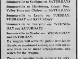 Schedule for Ice deliveries circa 1915