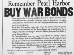 Buy War Bonds, Ad from Summerville News one year after Pearl Harbor was bombed in 1942